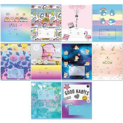 Тетрадь А5 18л. клетка "MIX-10 Девочки" (ассорти) (BG)