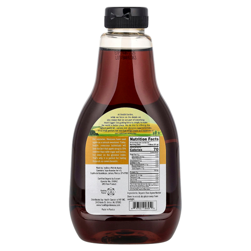 Health Garden, Органическая необработанная агава, подсластитель с низким гликемическим индексом, 660 г (23,28 унции)
