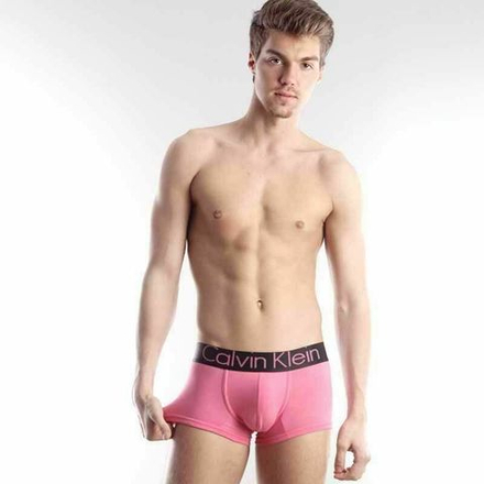 Мужские трусы боксеры розовые с черной резинкой Calvin Klein Steel Black Waistband Pink