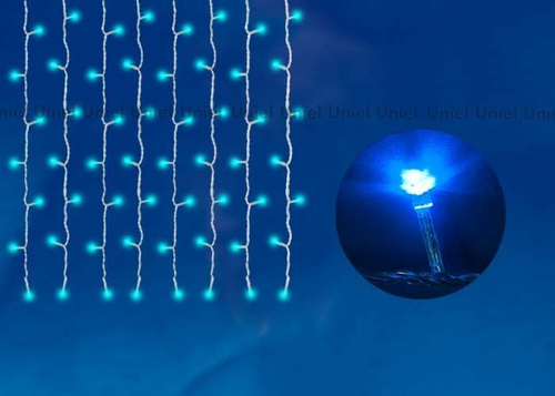 ULD-C2030-240/DTA BLUE IP20 Занавес светодиодный с контроллером, 3х2м, 240 светодиодов. Синий свет. Провод прозрачный. TM Uniel.