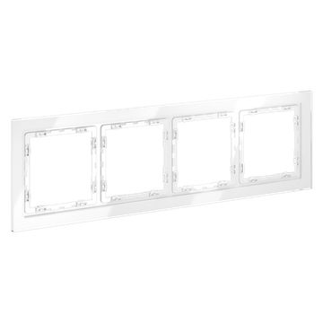 Рамка стеклянная VOLTUM S70 на 4 поста, (белый, стекло)