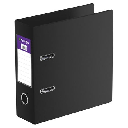 Папка-регистратор 70мм, А5, вертикальная, ПВХ, Berlingo, карман на корешке,черная