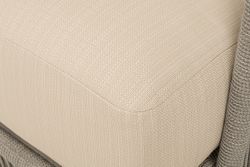 "Альбано" диван 3-местный плетеный из роупа, каркас алюминий светло-серый (RAL7035) муар, роуп серый меланж круглый, ткань Mossle светло-бежевая