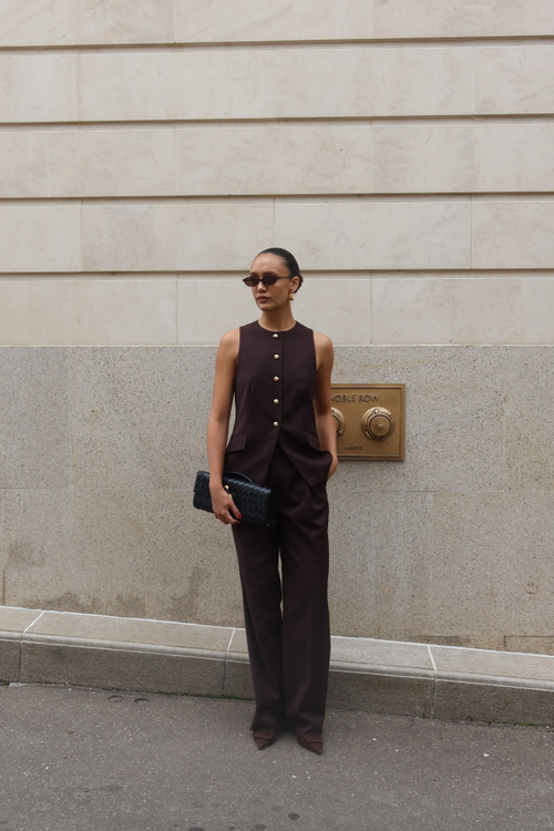 Брюки из вискозы со складкой темно-коричневые