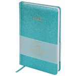 Ежедневник датированный 2022 А5 138x213 мм BRAUBERG "Sparkle", блестки, бирюзовый, 112829