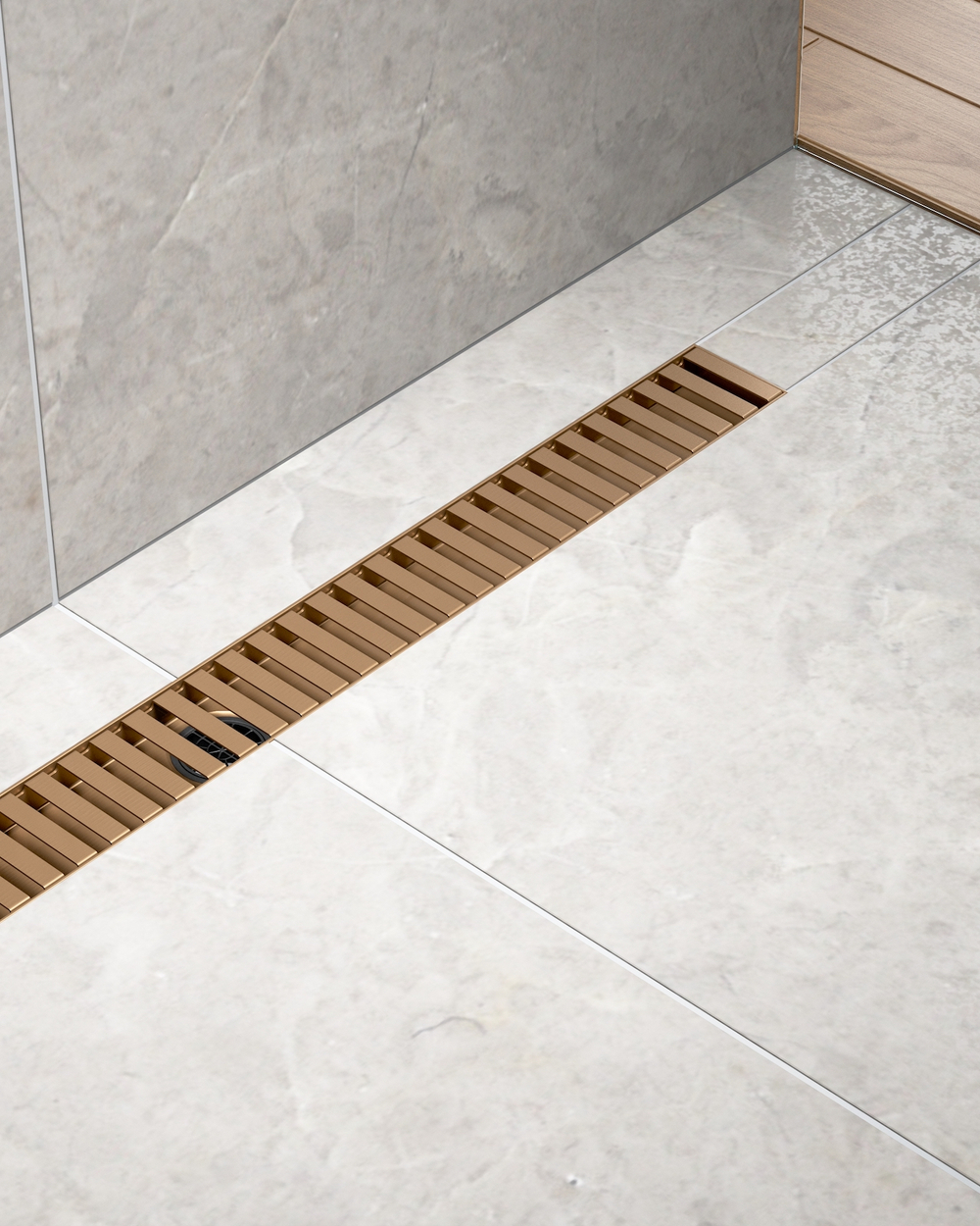 Душевой лоток Drain System 600 DS230106/19 Розовое золото, с вставкой «Lines»