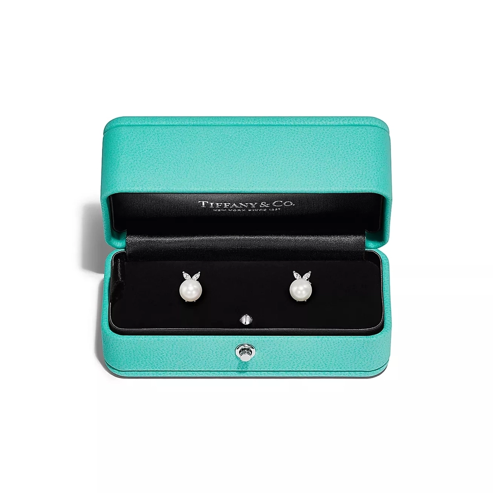 Серьги из платины с жемчугом и бриллиантами💠 Tiffany Victoria