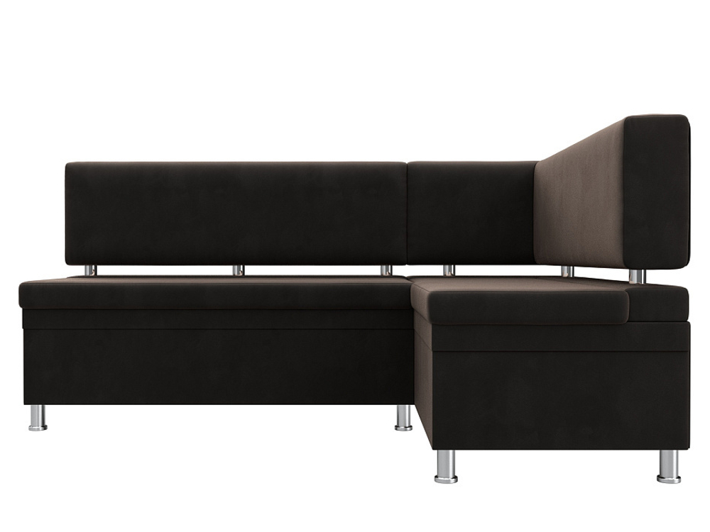 Диван кухонный угловой Стайл правый угол, Коричневый, Велюр, 111655