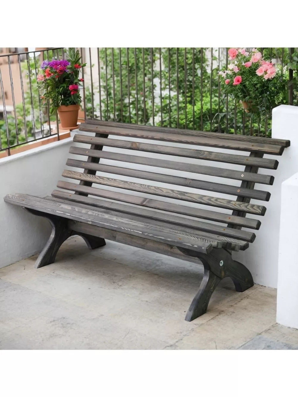 Скамейка лавочка садовая для сада дачи графит