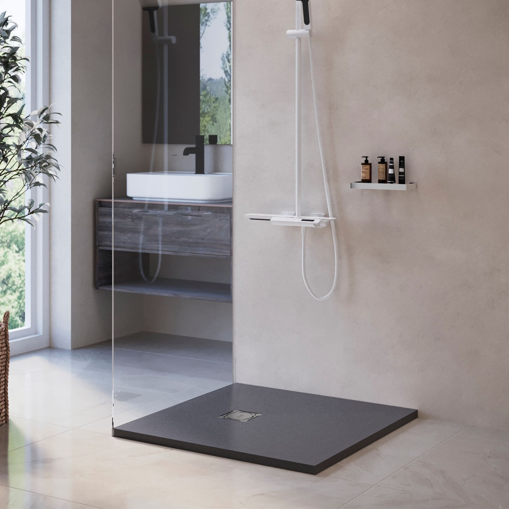 Душевой поддон квадратный RGW ST-G Графит (900x900)