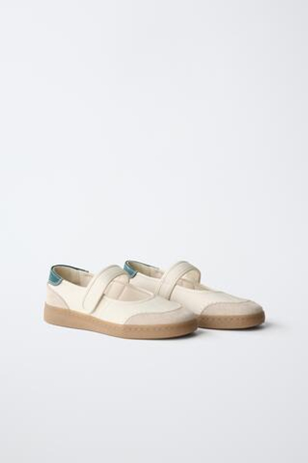 ZARA БАЛЕТКИ В СПОРТИВНОМ СТИЛЕ, БЕЛЫЙ