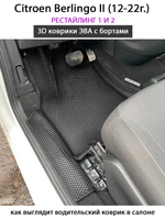 Автомобильные коврики ЭВА с бортами для Citroen Berlingo II (12-22г.) рестайлинг