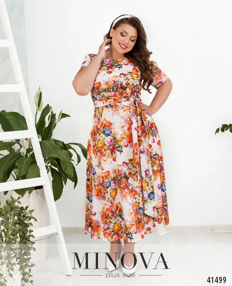Платье 18-22-бело-оранжевый Minova