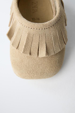 ZARA КОЖАНЫЕ ТУФЛИ, ПЕСОЧНО-КОРИЧНЕВЫЙ