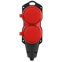 Колодка ЭРА KX-2e-RED-IP44 каучуковая с заземлением 2 розетки 16A IP44 красная