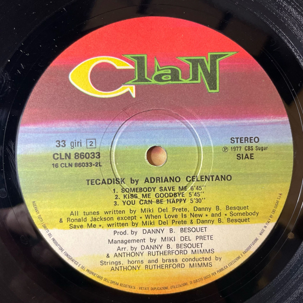 Винтажная виниловая пластинка LP Adriano Celentano Tecadisk (Италия 1977) Wartime Melodies