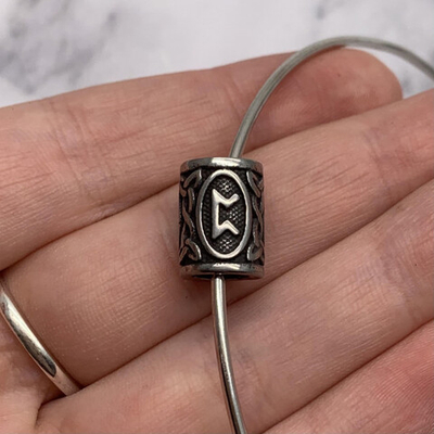 p908 Бусина "Руна Перт" 14*10мм, нерж. сталь с чернением