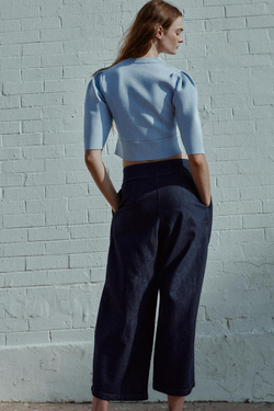 ZARA КАРДИГАН С ОБЪЕМНЫМИ РУКАВАМИ, ПАСТЕЛЬНО-СИНИЙ