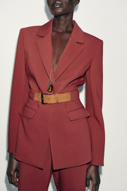 ZARA БЛЕЙЗЕР С ШИРОКИМ РЕМНЕМ, МАРСАЛА