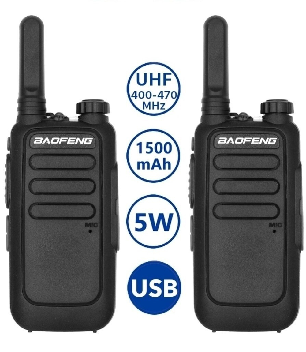 Радиостанция Baofeng BF-T15/5Wчерная КОМПЛЕКТ 2 ШТ
