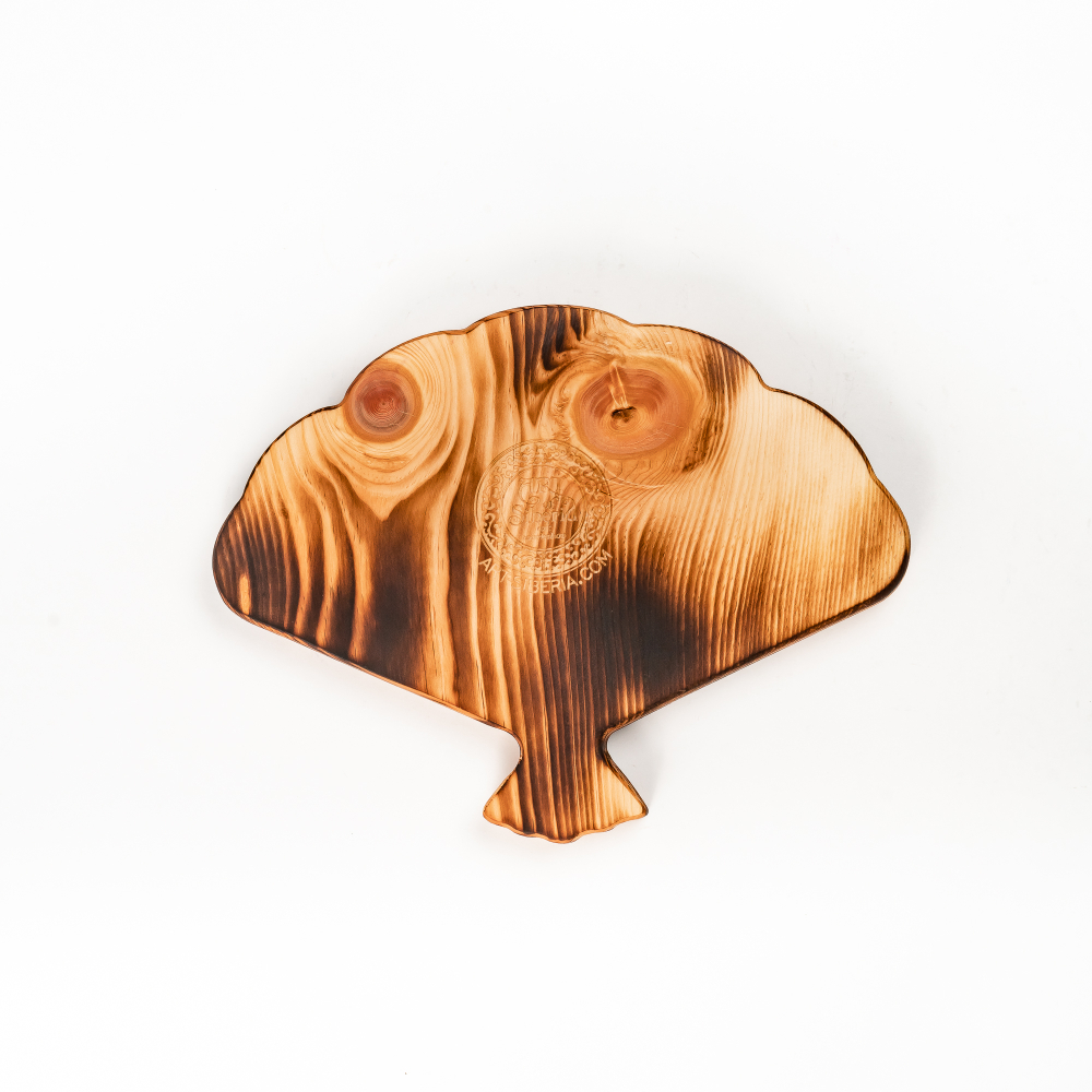 Менажница деревянная из сибирского кедра для подачи блюд и закусок с гравировкой "СЧАСТЬЕ В КАЖДОЙ МИНУТЕ". MG133