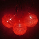 Гирлянда для дома 4 м, 20 ламп LED с насадками «Шар плетеный» d6 см, прозр.провод, IP-20, Красные шары (с возможностью соединения)