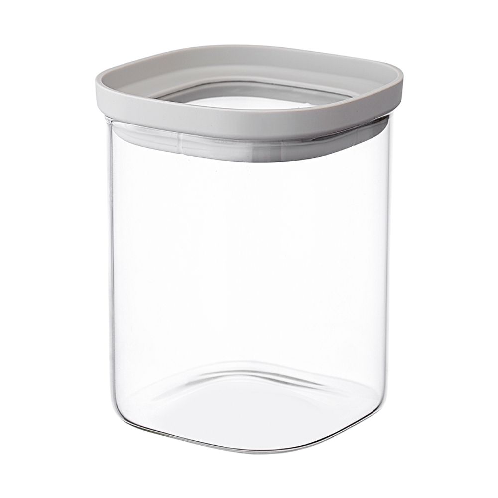 Банка для хранения квадратная Vacuum Glass, 1 л, светло-серая