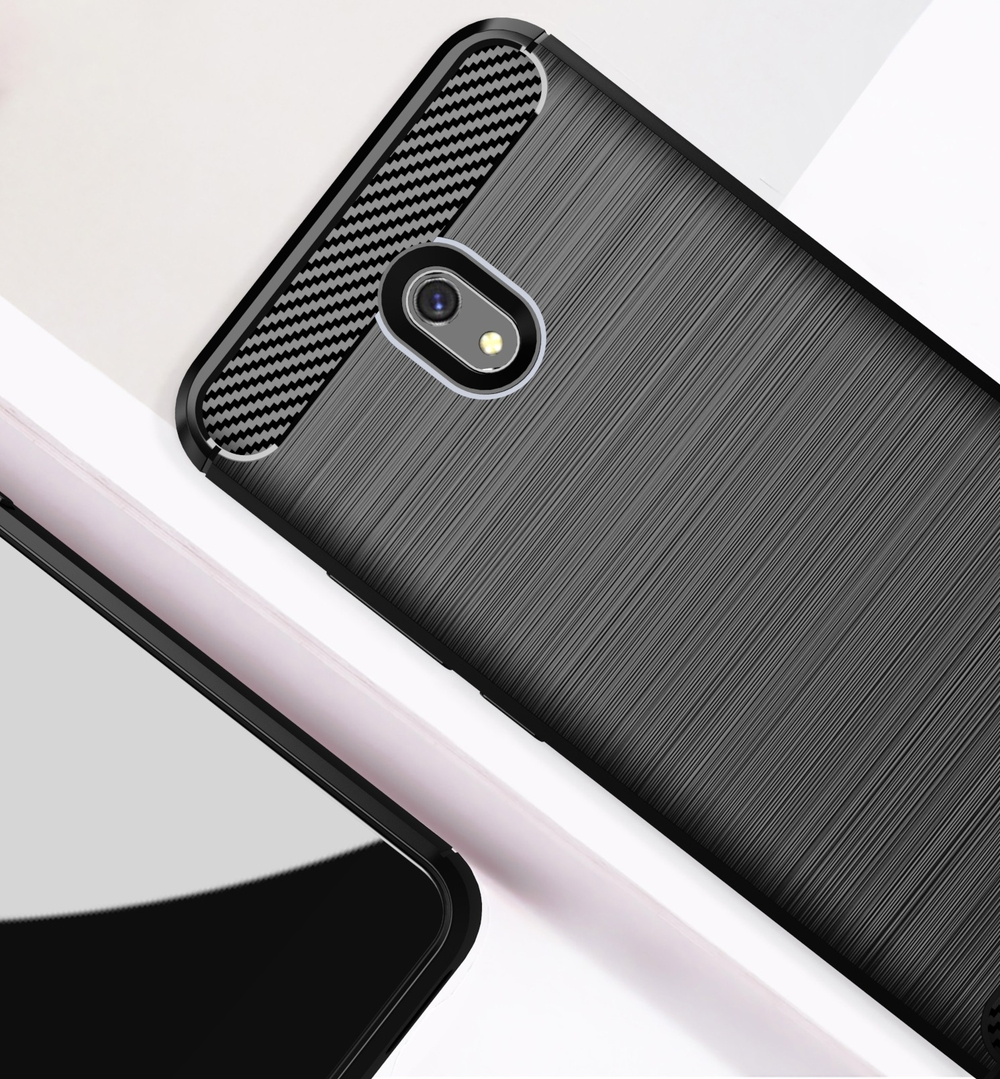 Чехол для Xiaomi Redmi 8A цвет Black (черный), серия Carbon от Caseport