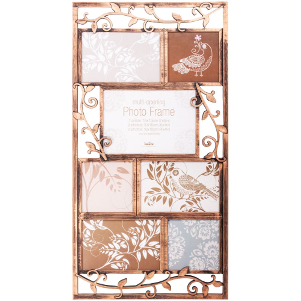 Innova PI04986 фоторамка 7 фото 3 x 10*10, 3 х 10*15, 1 x 13*18 Milano V бронза, пластик | Innova