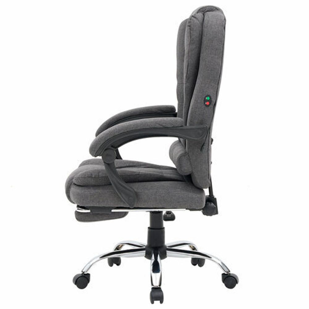 Кресло офисное CROMEX (КРОМЕКС) "Chill MS-005", с функцией вибромассажа, подножка, ткань, серое, 532959