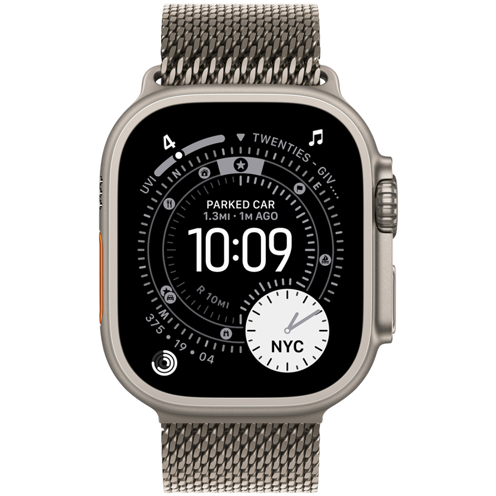 Apple Watch Ultra 3 GPS + Cellular 49mm Natural Titanium Case with Natural Titanium Milanese Loop - Medium,Model A3281