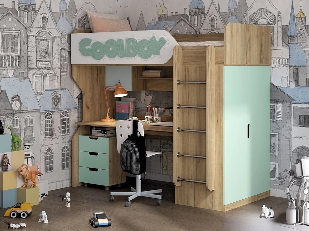 Детская 3Д Кровать чердак ДН-83,ДН-62 правое исполнение