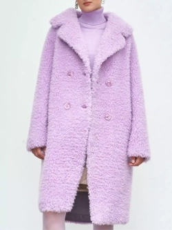 Шуба из овечьей шерсти, розовая, SilverFox