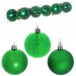 Новогодние шары 6 см (набор 6 шт) «Микс фактур», зеленый