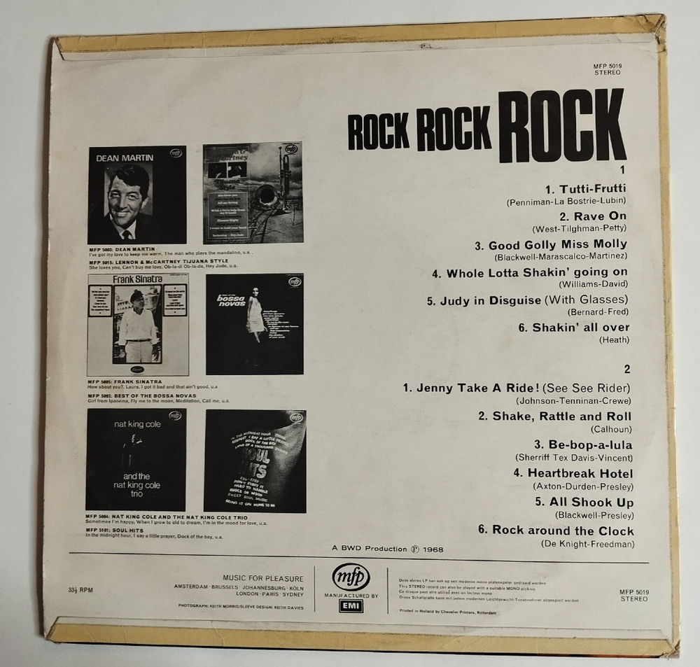 Винтажная виниловая пластинка LP Сборник Rock Tutti-Frutti (Holland 1968)