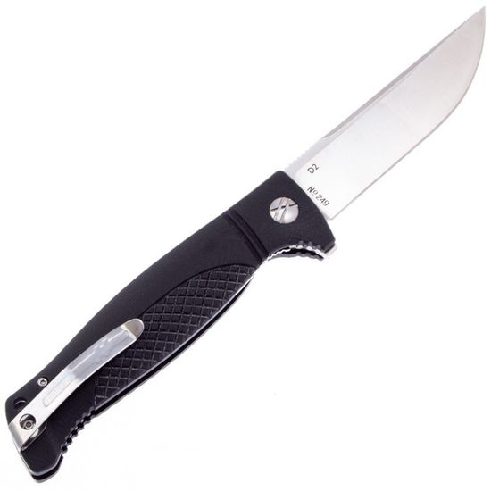 Складной нож Reptilian Джага-03 черный c клинком из стали D2, рукоять G10
