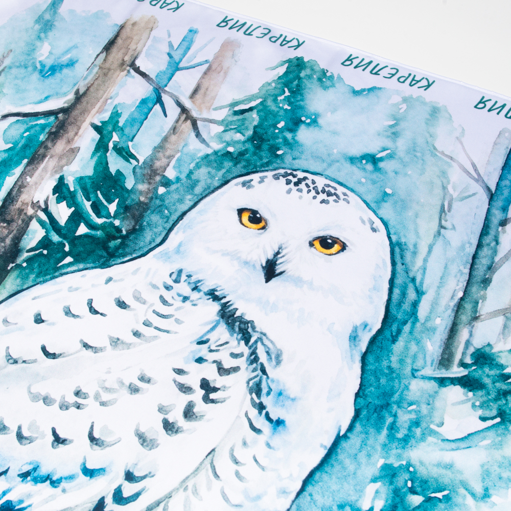 Шейный платок «Полярная сова», 70×70 см