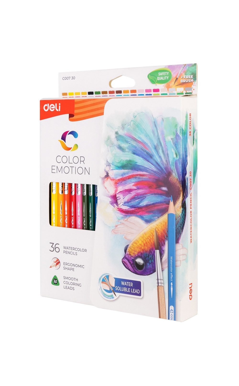 Карандаши акварельные художественные 36цв. Deli Color Emotion, липа EC00730