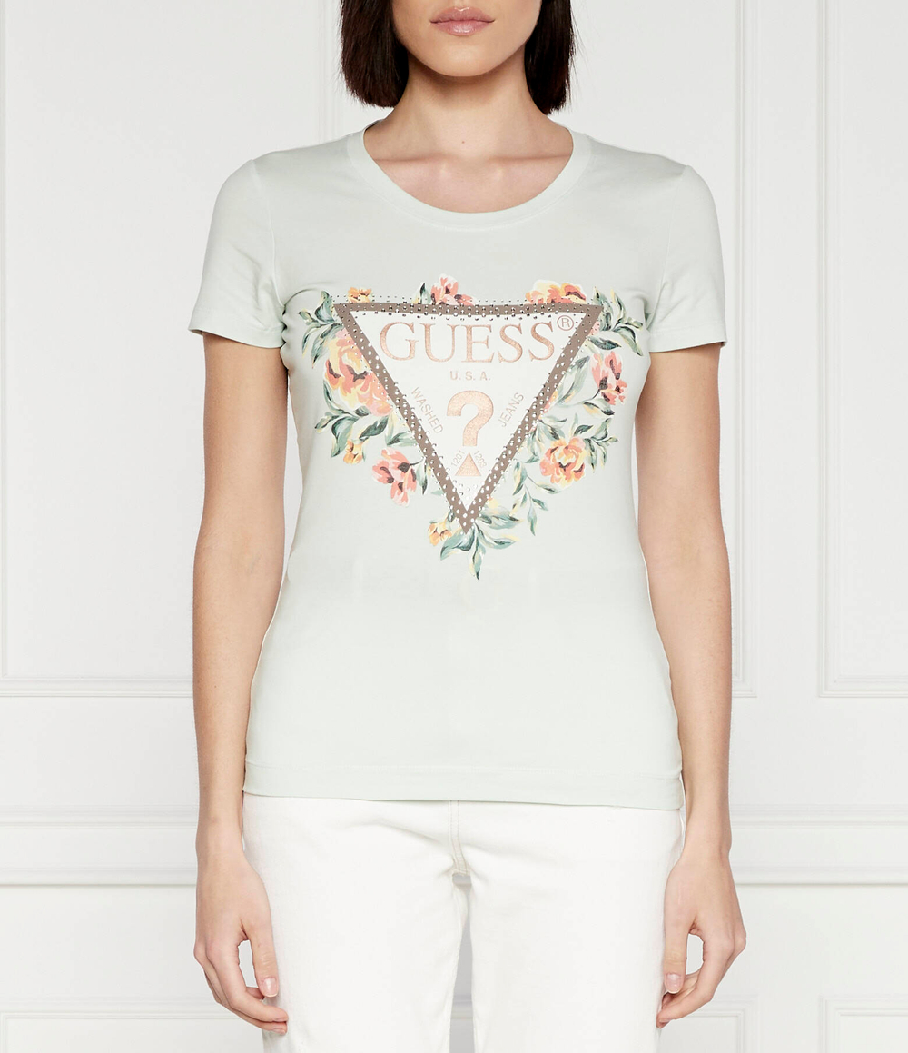 Футболка TRIANGLE FLOWERS GUESS - мятный(W4GI24 J1314)