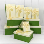 Коробка 34х26х15.3 см Набор 10 шт "Бант" (Бежевый, Зеленый)