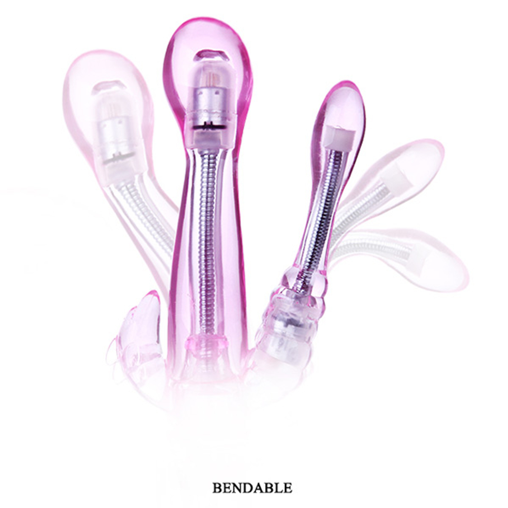 Розовый гнущийся анально-вагинальный вибратор 22,5см с тройной стимуляцией Baile Intimate Tease BW-037021A