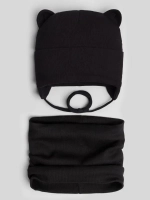 Шапка детская осенняя на завязках и снуд