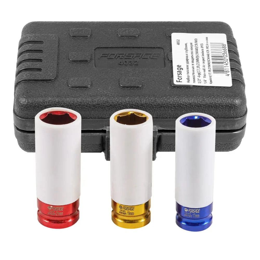 Головки ударные тонкостенные, набор 3пр., 1/2''(6гр.) Forsage F-4032