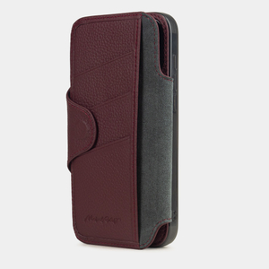 Чехол с кардхолдером для iPhone 17 Pro Max из кожи теленка, бордового цвета
