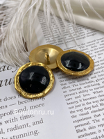 Пуговицы золотистые круглые с черной эмалью Скиапар.