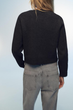 ZARA КАРДИГАН ОБЛЕГАЮЩЕГО КРОЯ, СЕРЫЙ С МЕЛАНЖЕВЫМ ЭФФЕКТОМ