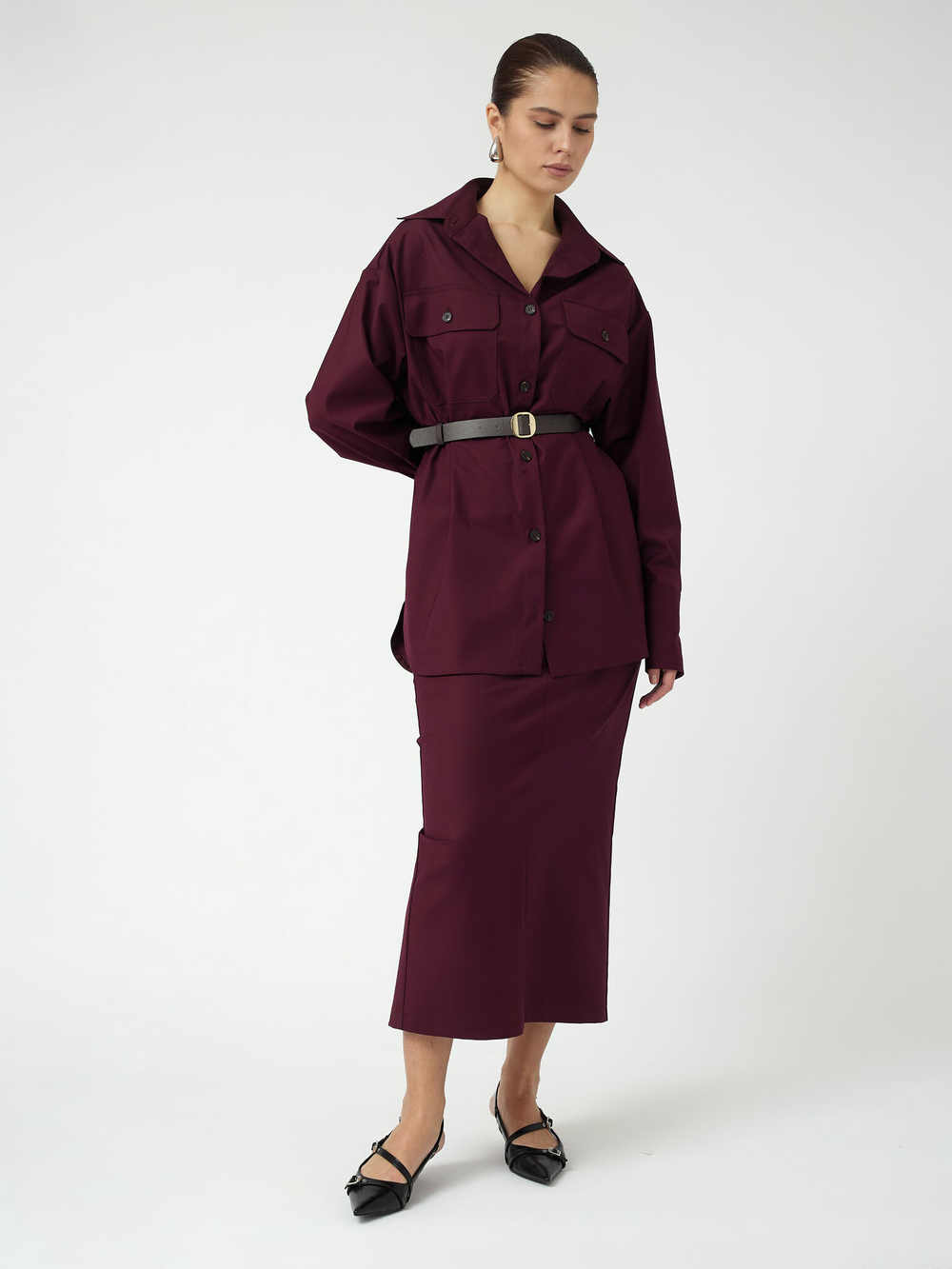 Юбка макси из костюмной ткани