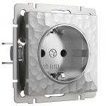 Розетка с заземлением и шторками (hammer серебряный)