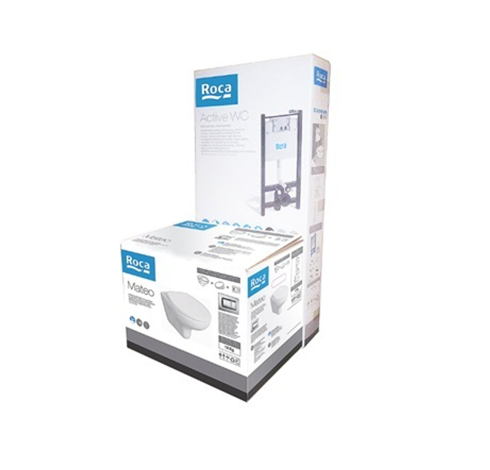 Комплект инсталляции с унитазом Roca MATEO 893100010 с  сиденьем микролифт и клавишей смыва