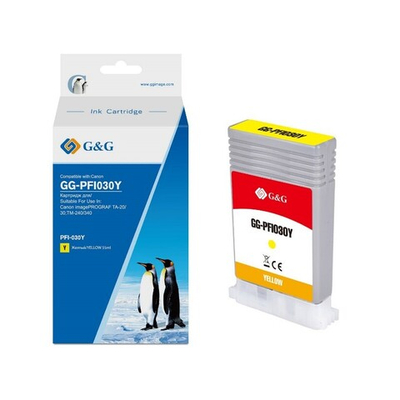 Картридж G&G, аналог Canon PFI030Y (3492C001) для imagePROGRAF TA-20/TA-30/TM-240/TM-340 желтый 55ml